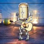 Microphone Table Lamp with Adjustable Joints and LED Bulb, Mini Guitar Accent Zanny Home