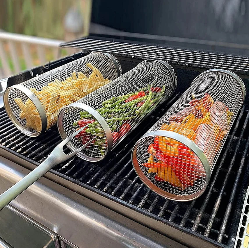Rotating Grill Basket with Stainless Steel Body and Rotisserie Access, Dishwasher Safe Zanny Home