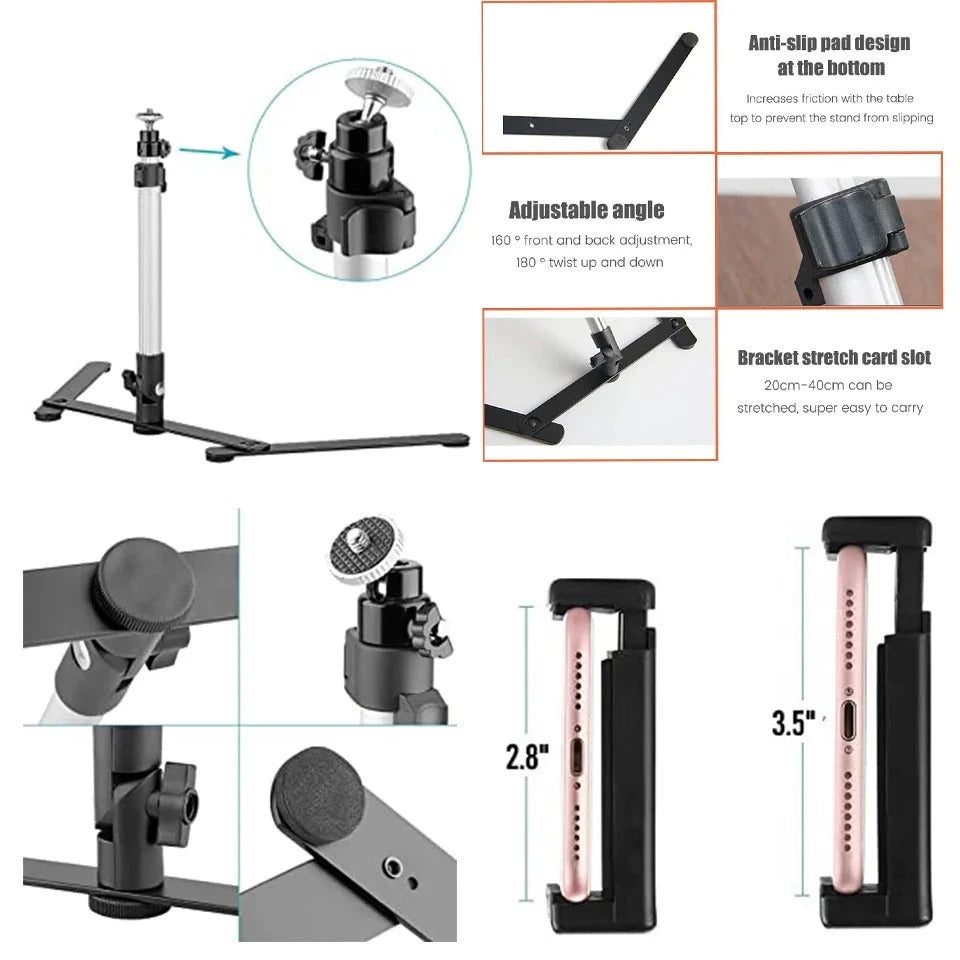 LED Ring Light with Adjustable Tripod and 360-Degree Phone Holder, USB Powered Zanny Home