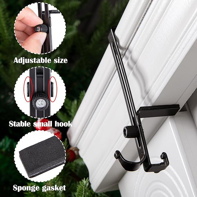 Mantel Stocking Hanger with Cantilever Clamp and Adjustable Rod, Rubber Pads Zanny Home