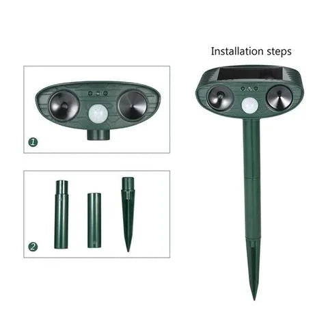 Solar Deer Repeller with Motion-Activated Ultrasonic Pulse and Flashing Light, 4-Pack Zanny Home