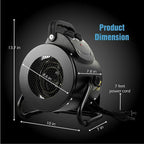 Greenhouse Heater with IPX4 Splash Resistance and Metal Housing, 1500W Zanny Home