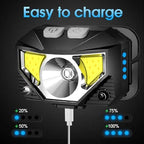 Rechargeable Headlamp with Motion Sensor and 1200-Lumen Output, Water Resistant, 2-Pack Zanny Home