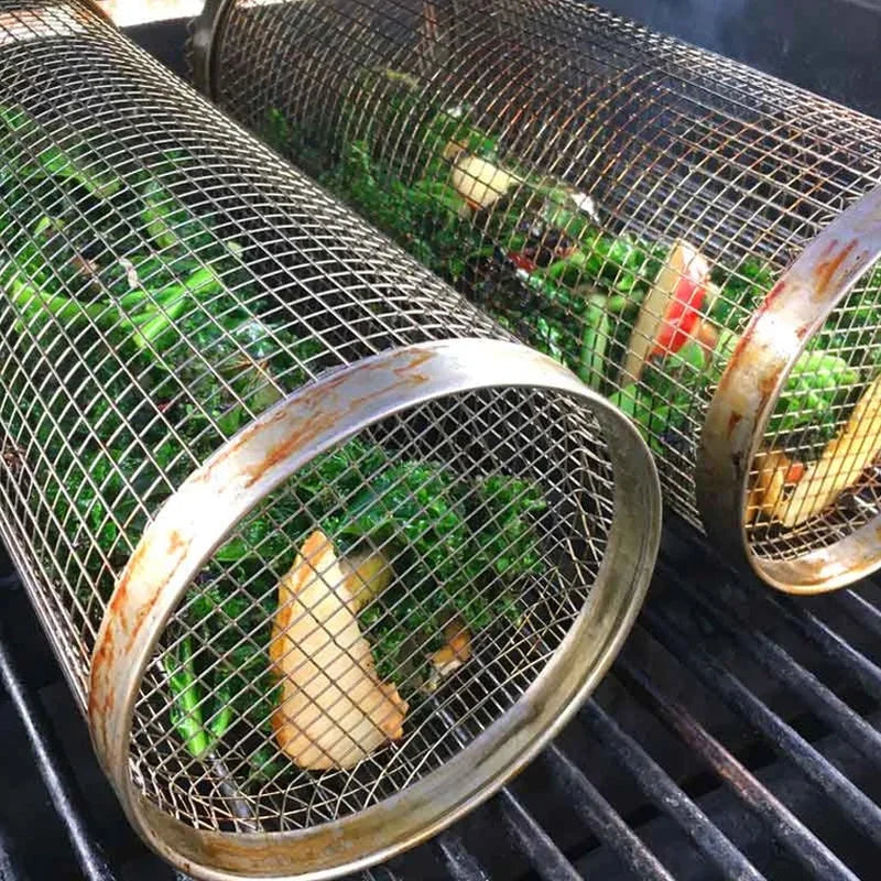 Rotating Grill Basket with Stainless Steel Body and Rotisserie Access, Dishwasher Safe Zanny Home