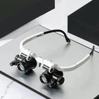 LED Magnifier Headset with Three Interchangeable Lenses and Adjustable Headband, 8x 15x 23x Zanny Home