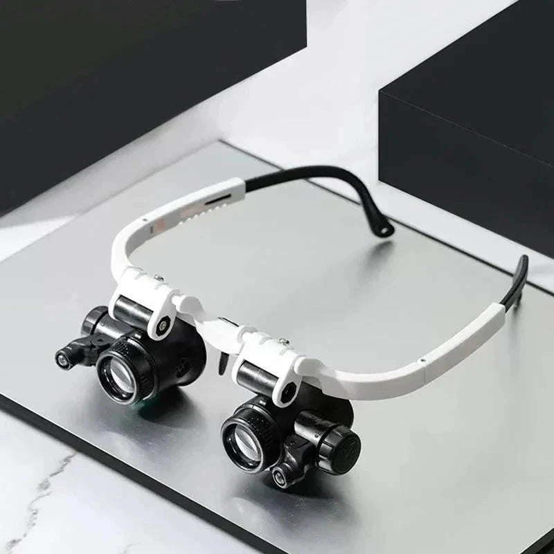 LED Magnifier Headset with Three Interchangeable Lenses and Adjustable Headband, 8x 15x 23x Zanny Home