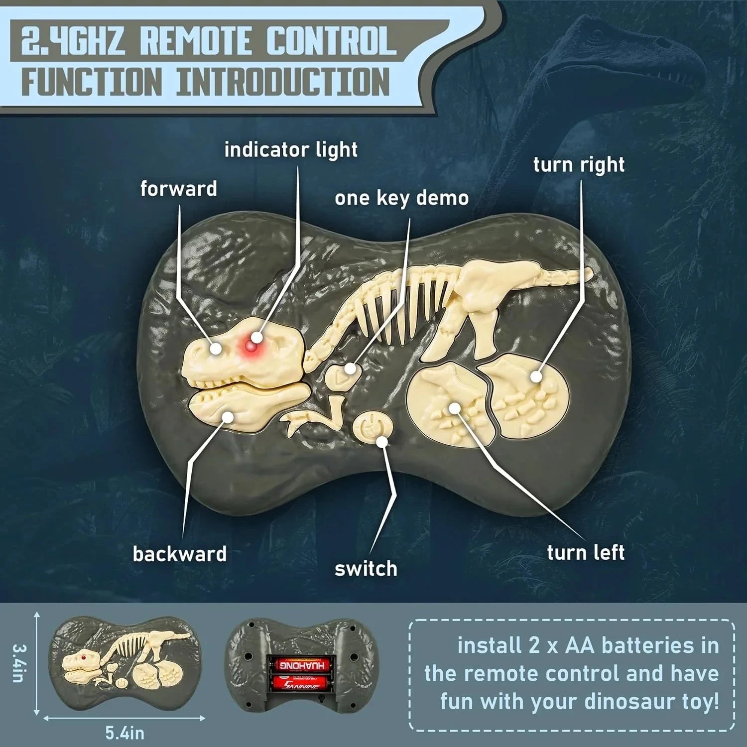 Interactive Dinosaur Toy with Remote Control and Rechargeable Battery, Lights, Sounds Zanny Home