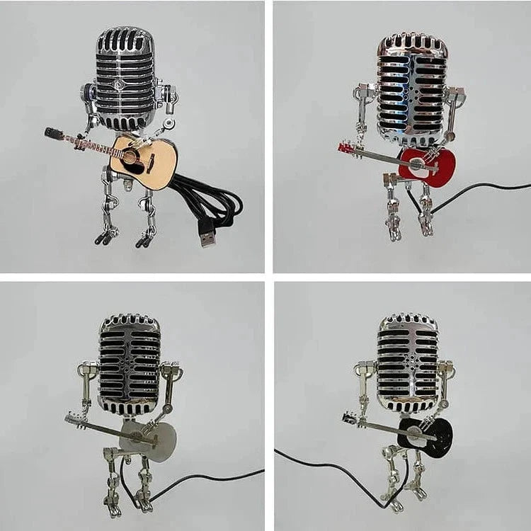 Microphone Table Lamp with Adjustable Joints and LED Bulb, Mini Guitar Accent Zanny Home