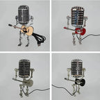 Microphone Table Lamp with Adjustable Joints and LED Bulb, Mini Guitar Accent Zanny Home