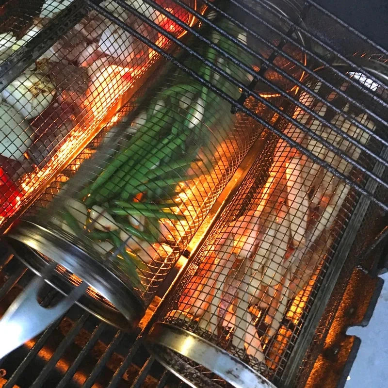 Rotating Grill Basket with Stainless Steel Body and Rotisserie Access, Dishwasher Safe Zanny Home