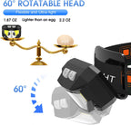 Rechargeable Headlamp with Motion Sensor and 1200-Lumen Output, Water Resistant, 2-Pack Zanny Home