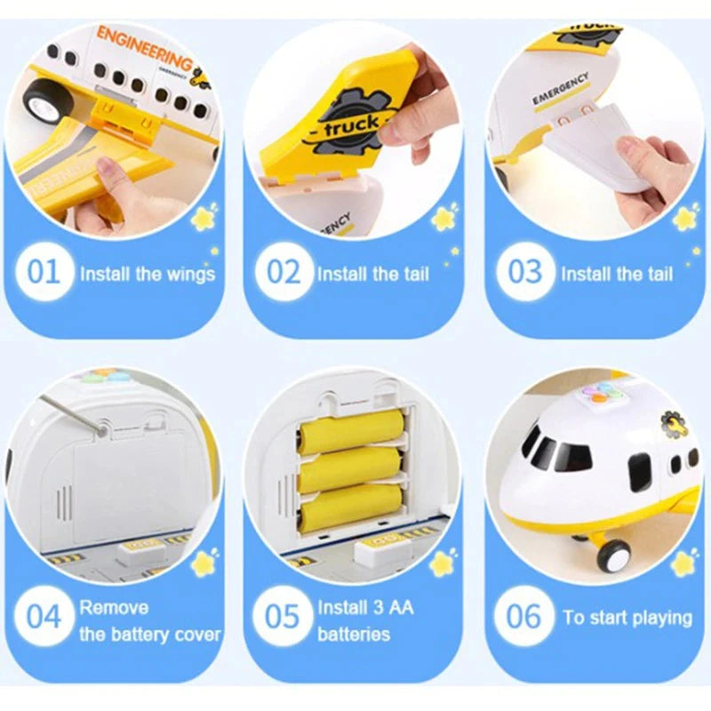 Airplane Playset with Lights, Sound and Friction Vehicles, Extra-Large Play Area Zanny Home