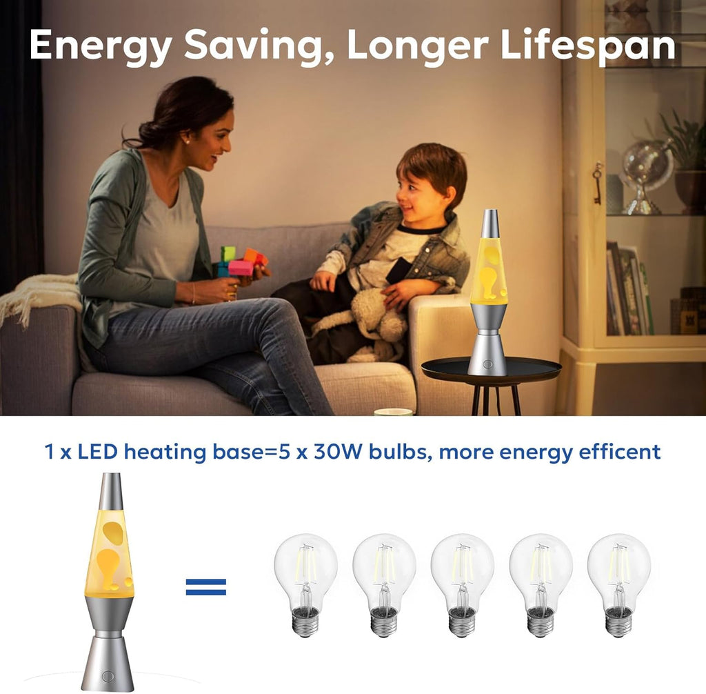 Color Changing Lava Lamp with 17 RGBW LED Colors and Remote, 14.5in Metallic Base Zanny Home