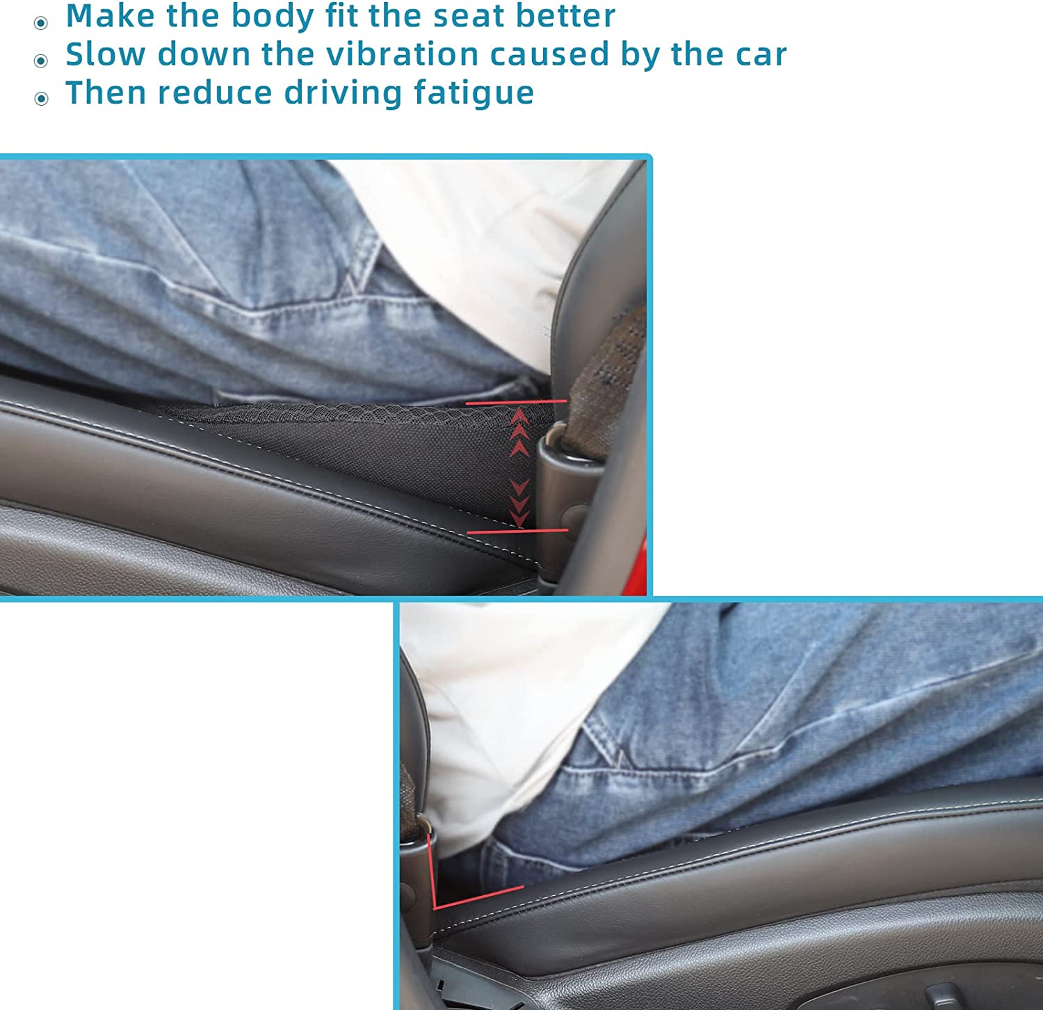 Car Seat Cushion with 3.5-Inch Memory Foam Boost and Contoured Support, Removable Cover Zanny Home