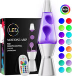 Color Changing Lava Lamp with 17 RGBW LED Colors and Remote, 14.5in Metallic Base Zanny Home