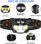 Rechargeable Headlamp with Motion Sensor and 1200-Lumen Output, Water Resistant, 2-Pack Zanny Home