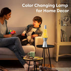 Color Changing Lava Lamp with 17 RGBW LED Colors and Remote, 14.5in Metallic Base Zanny Home