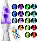 Color Changing Lava Lamp with 17 RGBW LED Colors and Remote, 14.5in Metallic Base Zanny Home