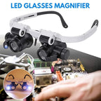 LED Magnifier Headset with Three Interchangeable Lenses and Adjustable Headband, 8x 15x 23x Zanny Home