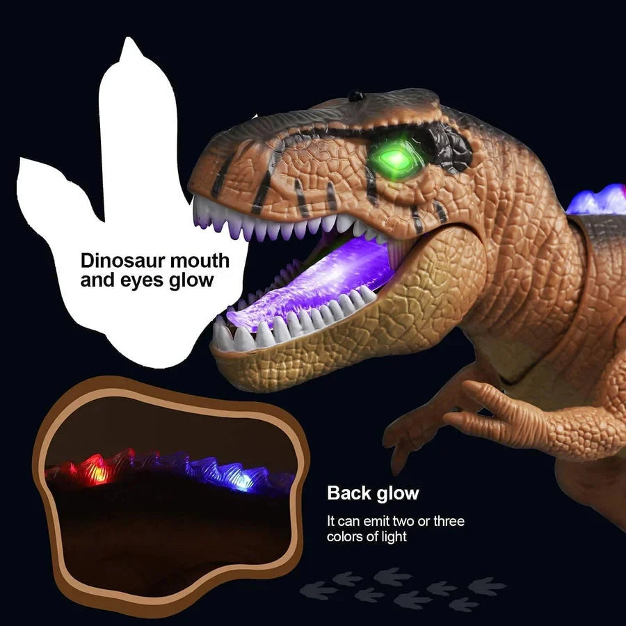 Remote Control Dinosaur Toy with Multi-Color LED Spikes and Roaring Sound, 17-Inch Zanny Home