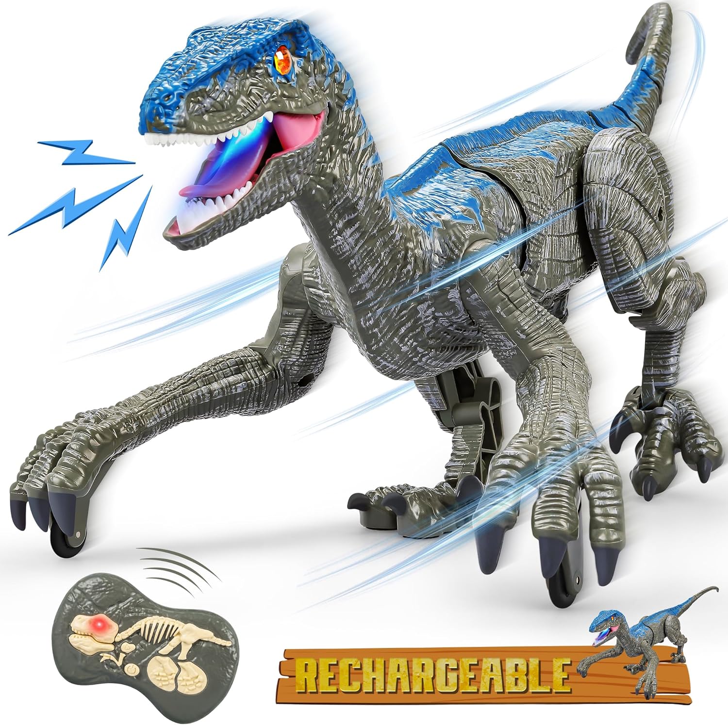 Interactive Dinosaur Toy with 2.4G Remote and Rechargeable Battery, Lifelike Sound Zanny Home