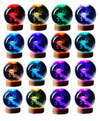 Axolotl 3D Crystal Lamp with Wooden Base and 16-Color LED, USB Powered Zanny Home
