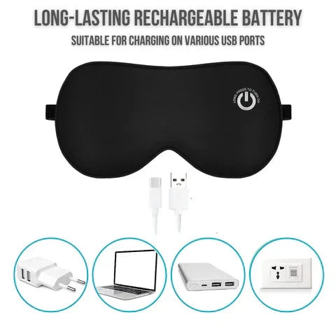 Heated Eye Mask with Rechargeable Battery and Removable Silk Cover, USB Charging Zanny Home