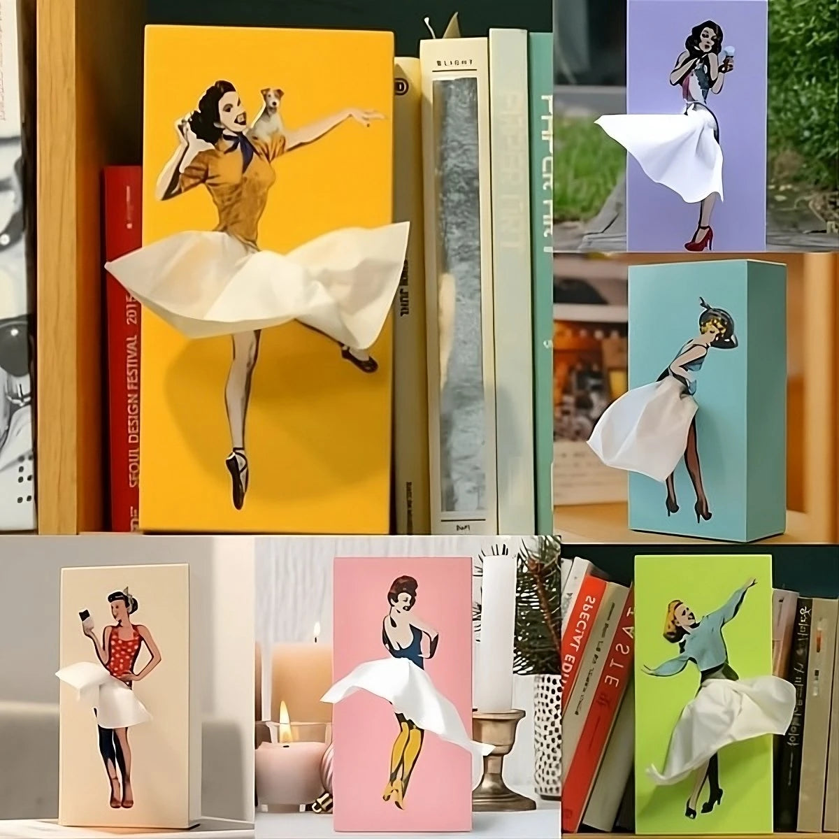 Tissue Box Cover with Animated Skirt Movement and Weighted Base, Fits Standard Boxes Zanny Home