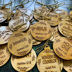 Advent Ornaments with Scripture Names and Wooden Hanging Set, 12 or 25 Pieces Zanny Home