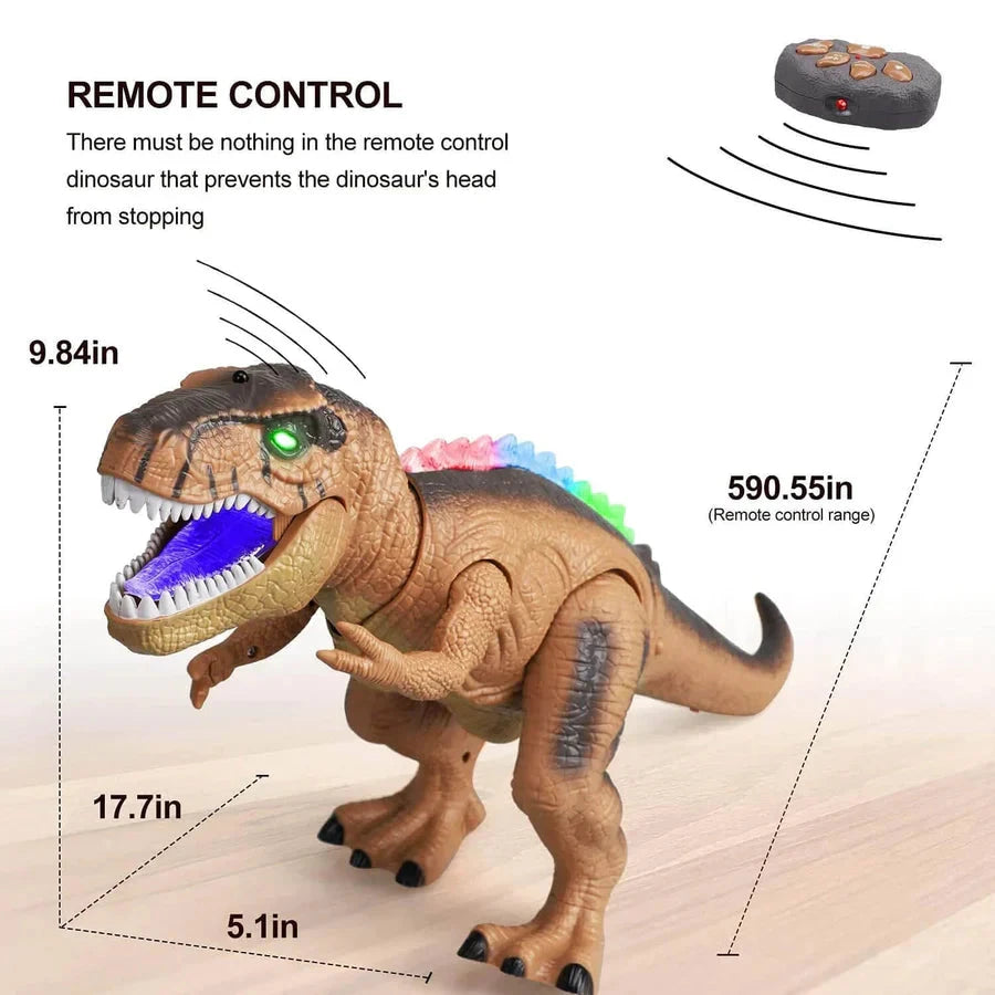 Remote Control Dinosaur Toy with Multi-Color LED Spikes and Roaring Sound, 17-Inch Zanny Home