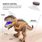 Remote Control Dinosaur Toy with Multi-Color LED Spikes and Roaring Sound, 17-Inch Zanny Home
