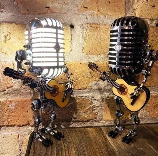 Microphone Table Lamp with Adjustable Joints and LED Bulb, Mini Guitar Accent Zanny Home