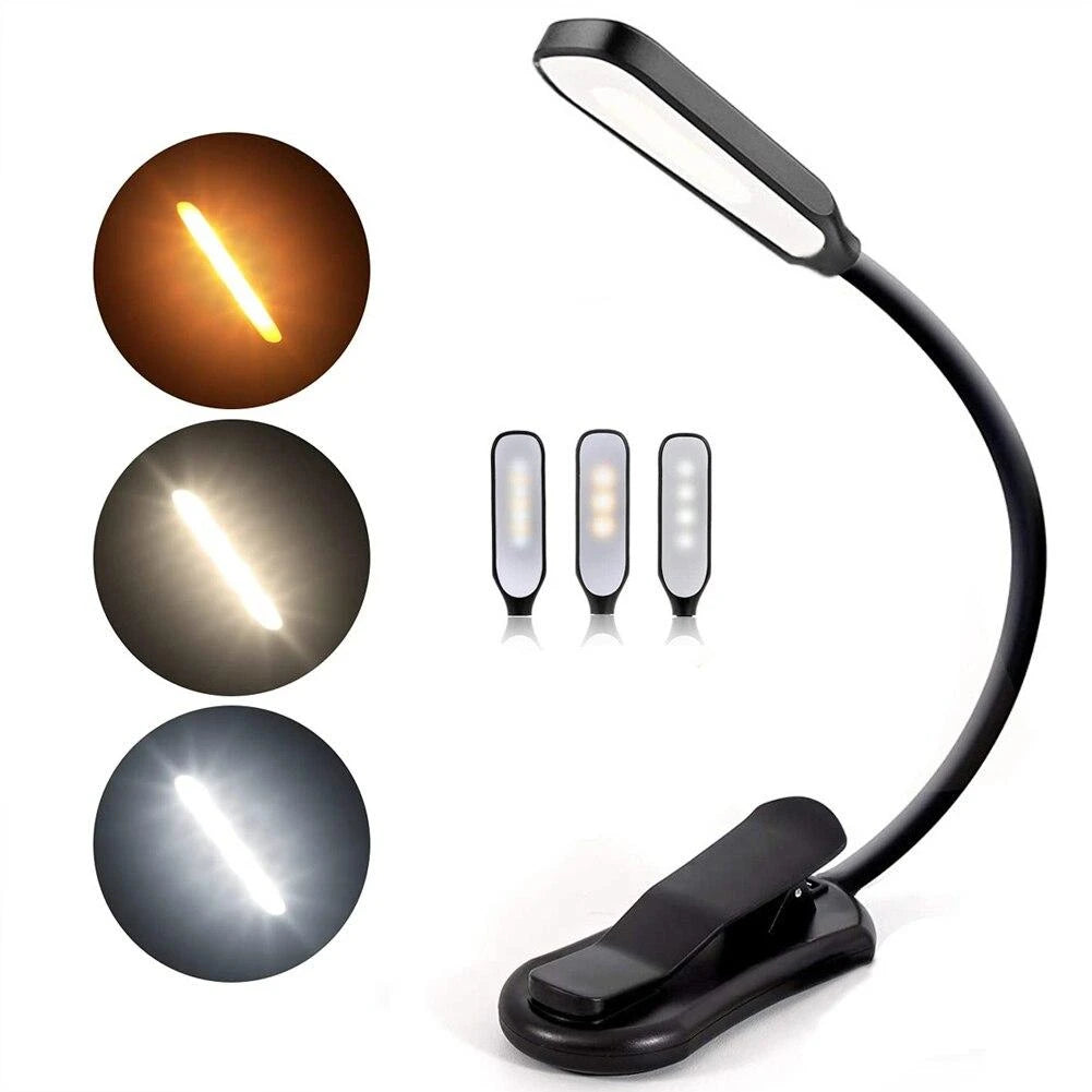 Clip-On Reading Lamp with 3 Color Modes and Adjustable Dimming, Rechargeable Battery Zanny Home