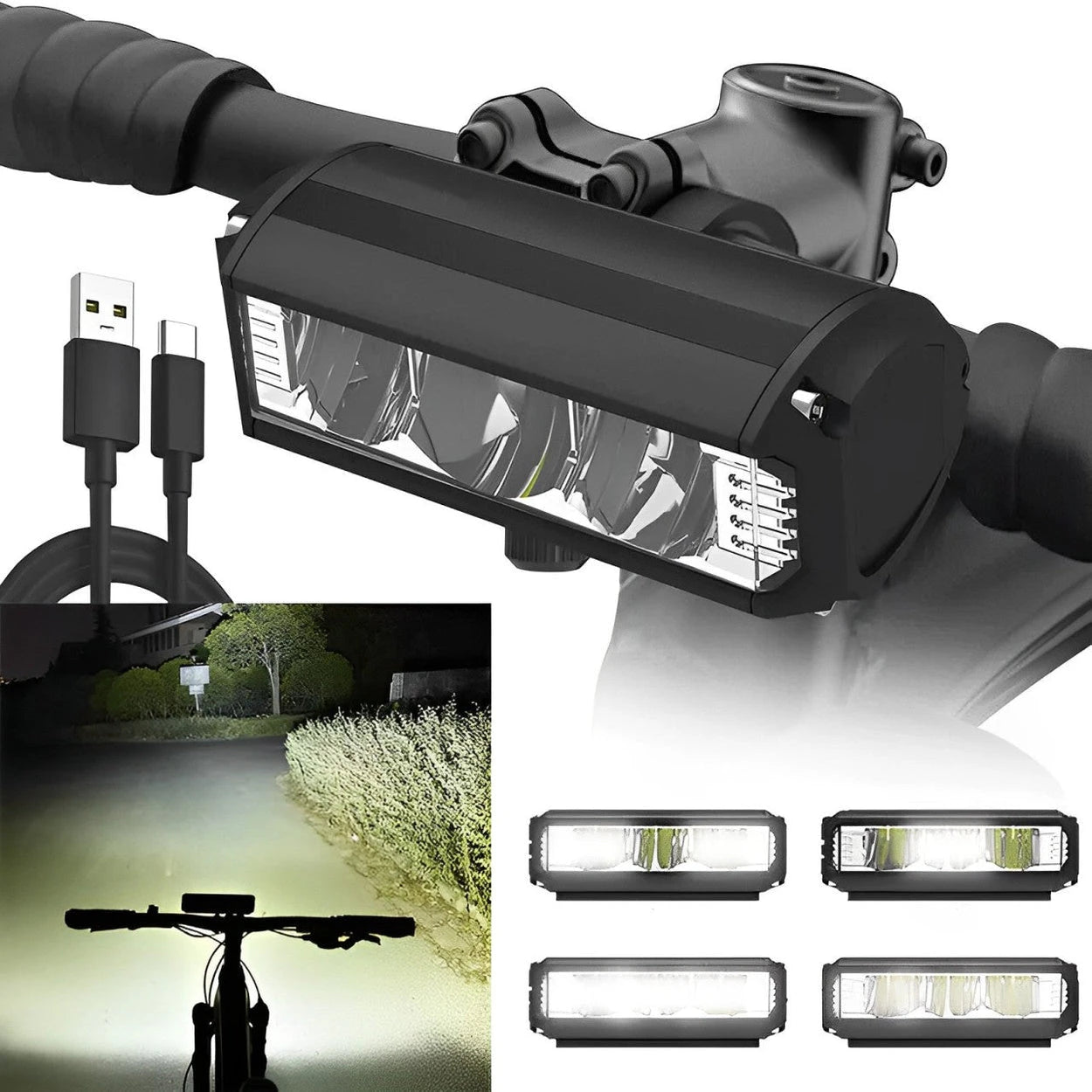 LED Bike Light with USB-C Rechargeable Battery and Quick-Attach Mount, IPX6 Rated Zanny Home