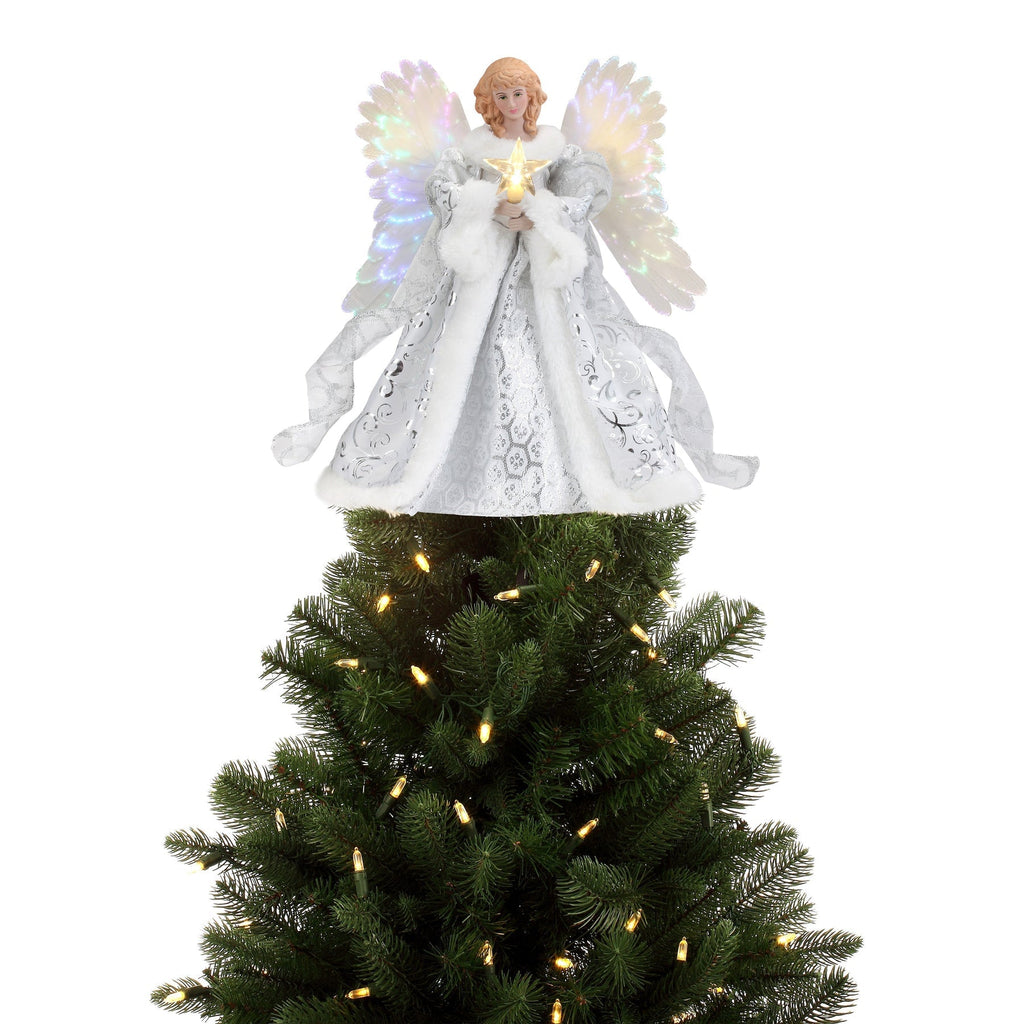 Angel Tree Topper with Animated Wings and Fiber Optic Lighting, 10-Foot Cord Zanny Home