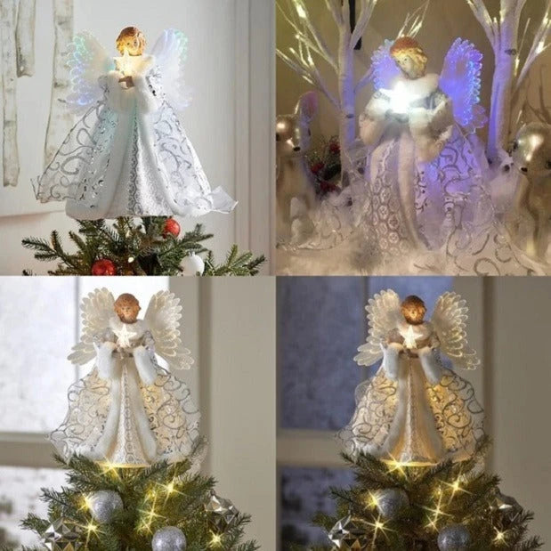 Angel Tree Topper with Animated Wings and Fiber Optic Lighting, 10-Foot Cord Zanny Home