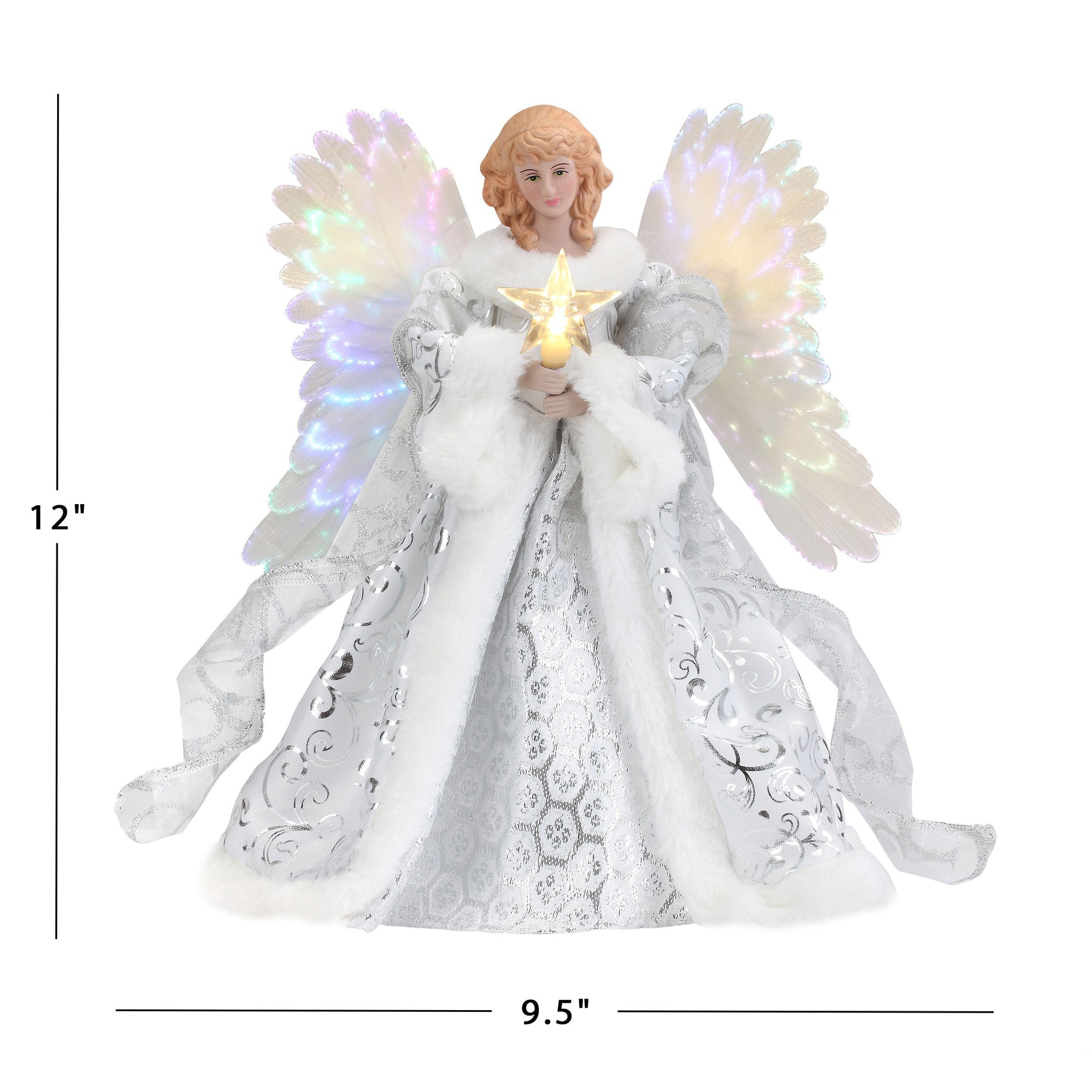 Angel Tree Topper with Animated Wings and Fiber Optic Lighting, 10-Foot Cord Zanny Home