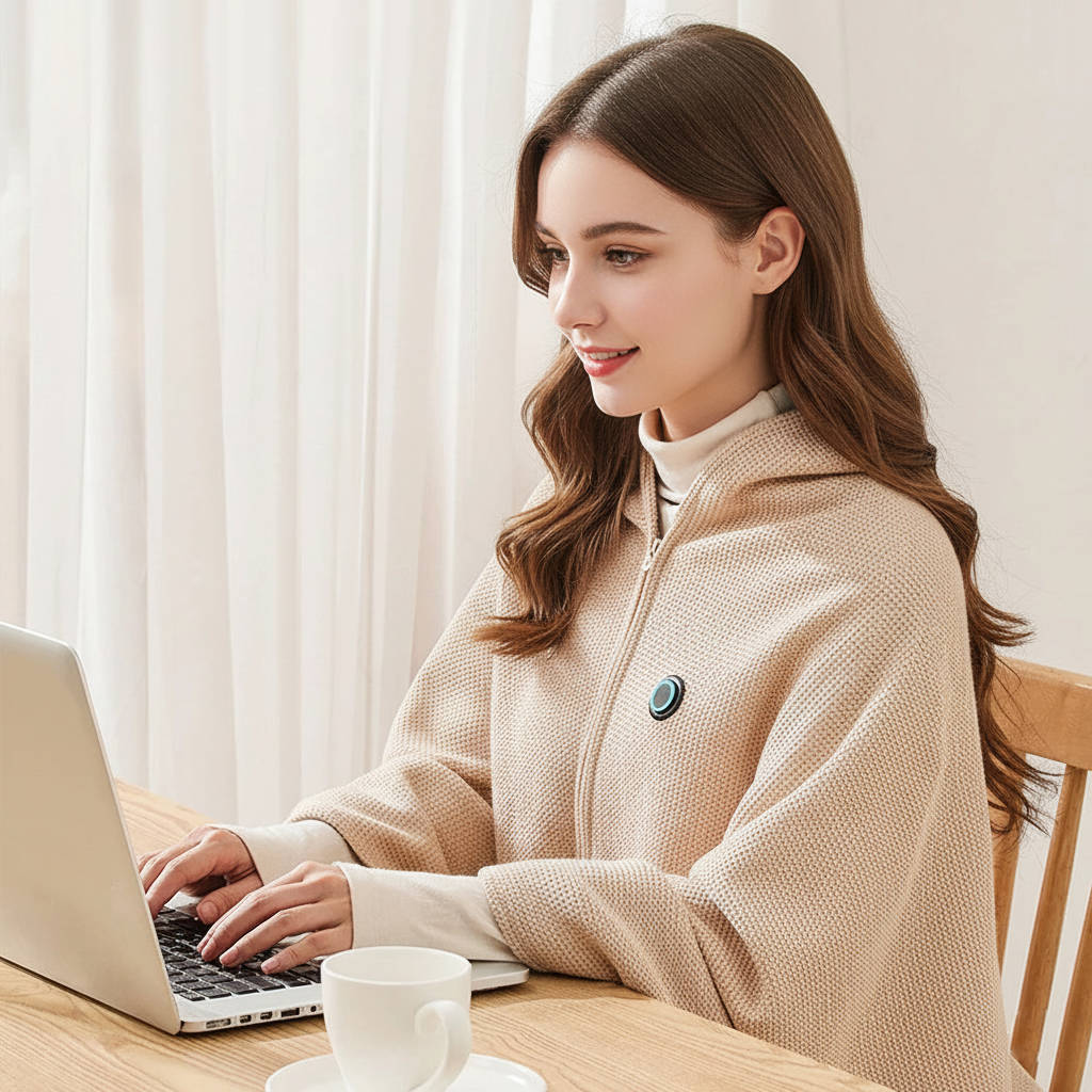 Heated Shawl with Eight-Zone Carbon Fiber Heating and Zipper Closure, USB-C Power Zanny Home