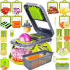 Vegetable Slicer with Interchangeable Blades and Built in Container, Non-Slip Base Zanny Home