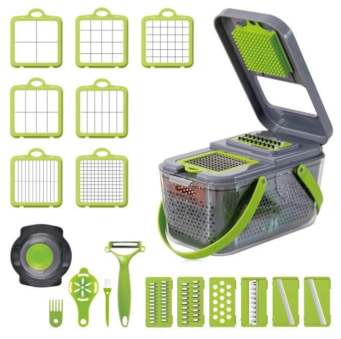 Vegetable Slicer with Interchangeable Blades and Built in Container, Non-Slip Base Zanny Home