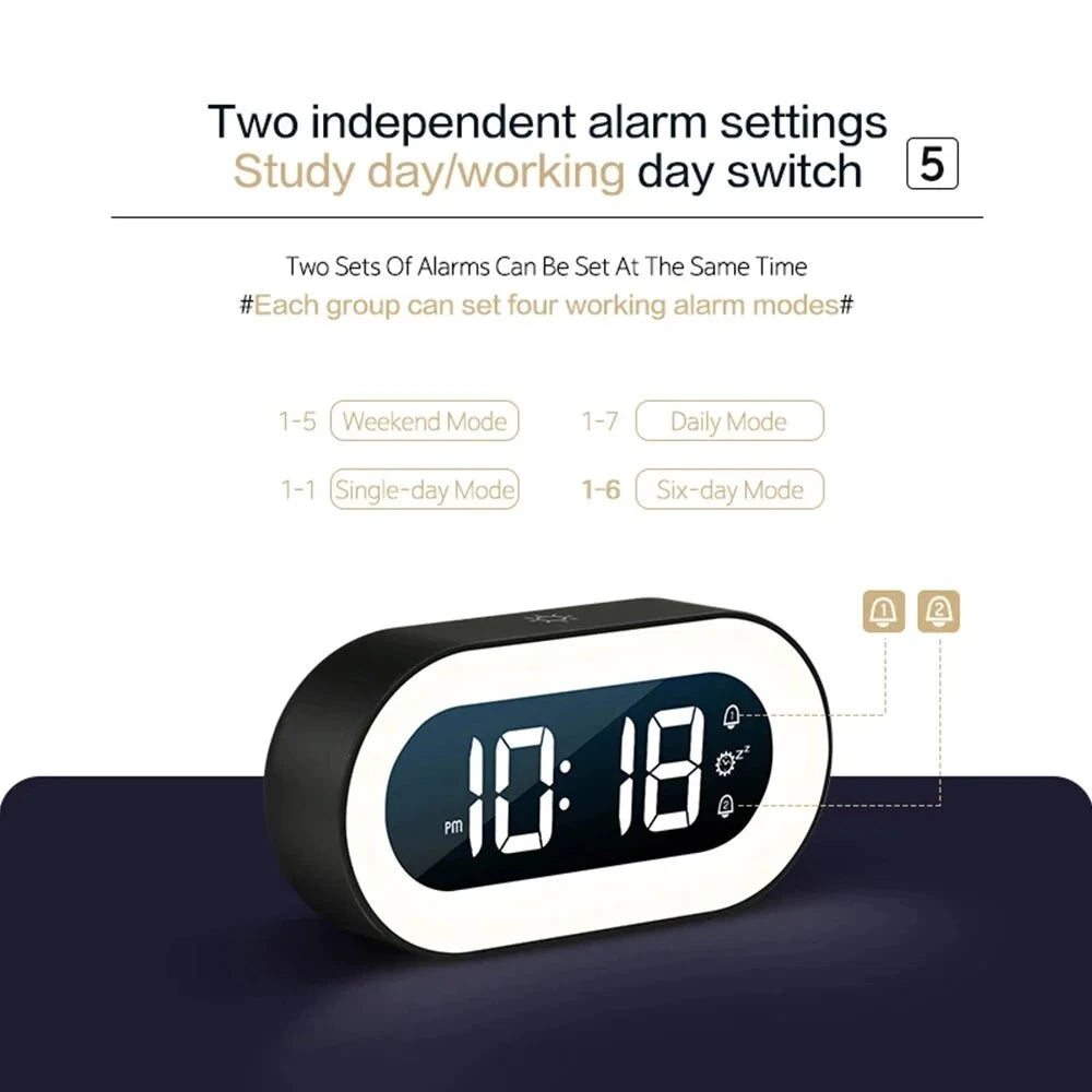 Sunrise Alarm Clock with Dimmable Wake Light and Nature Sounds, Rechargeable USB-C Battery Zanny Home