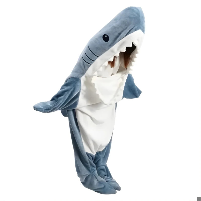 Shark Hooded Blanket with Plush Flannel and Roomy One-Size Fit, Full-Length Coverage Zanny Home