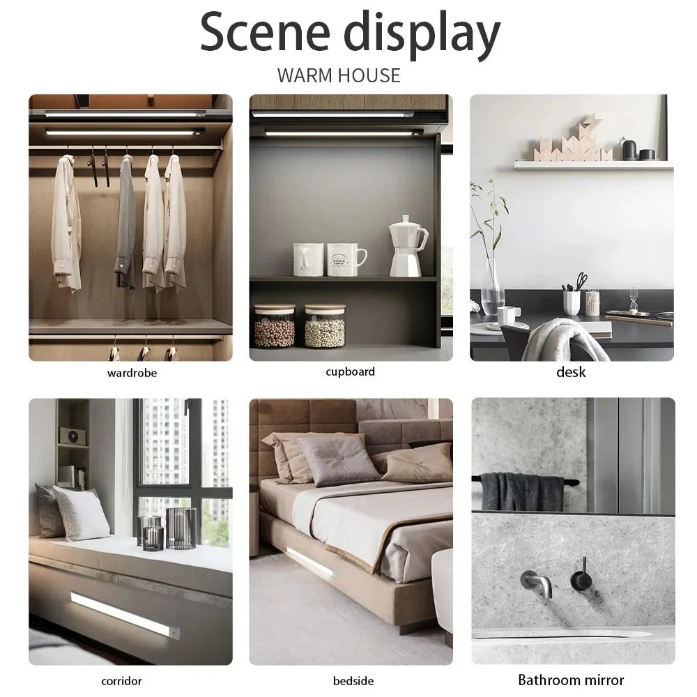 Motion Sensor Light with Magnetic Mount and USB-C Charging, Slim Under-Shelf for Closets Zanny Home