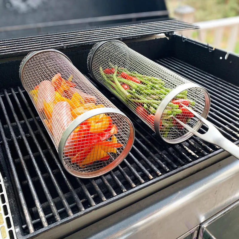 Rotating Grill Basket with Stainless Steel Body and Rotisserie Access, Dishwasher Safe Zanny Home