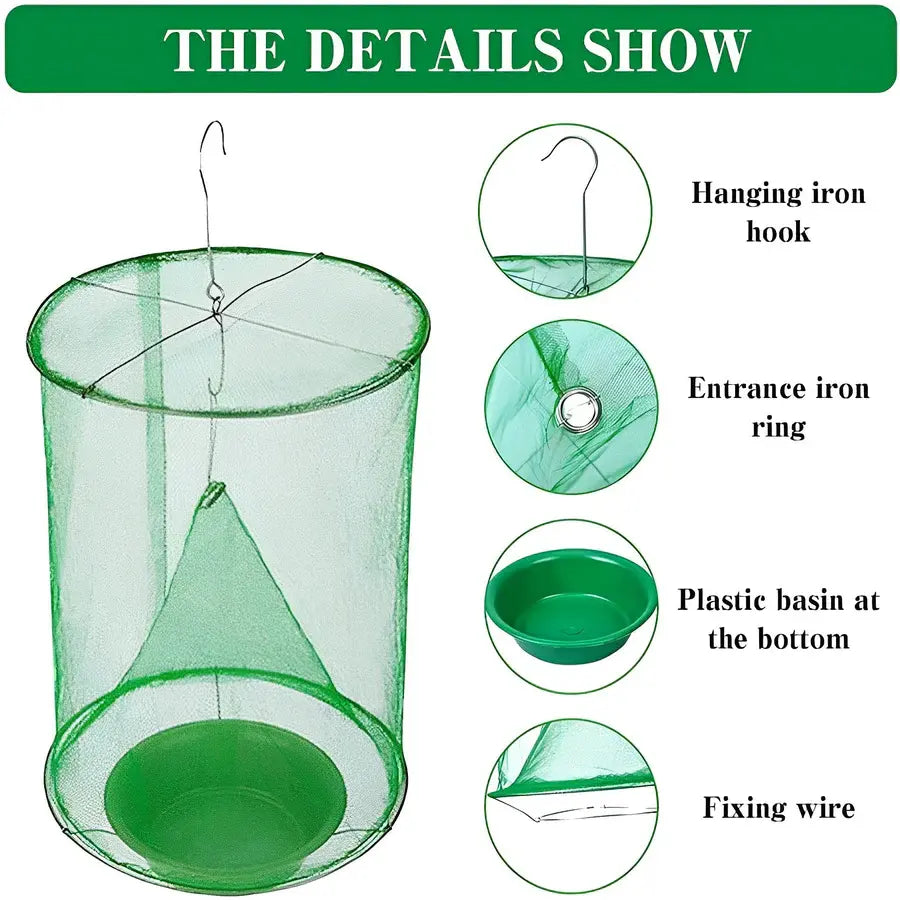Hanging Fly Trap with All-Natural Bait and Reusable Expandable Design, 10 Baits Zanny Home