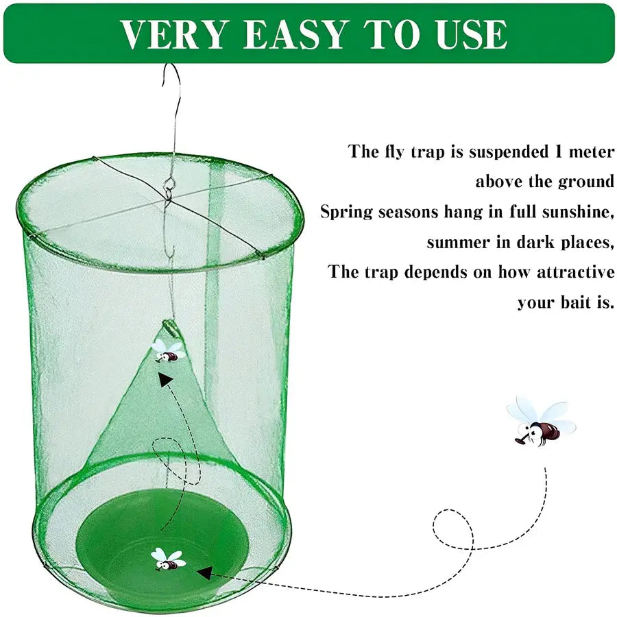 Hanging Fly Trap with All-Natural Bait and Reusable Expandable Design, 10 Baits Zanny Home