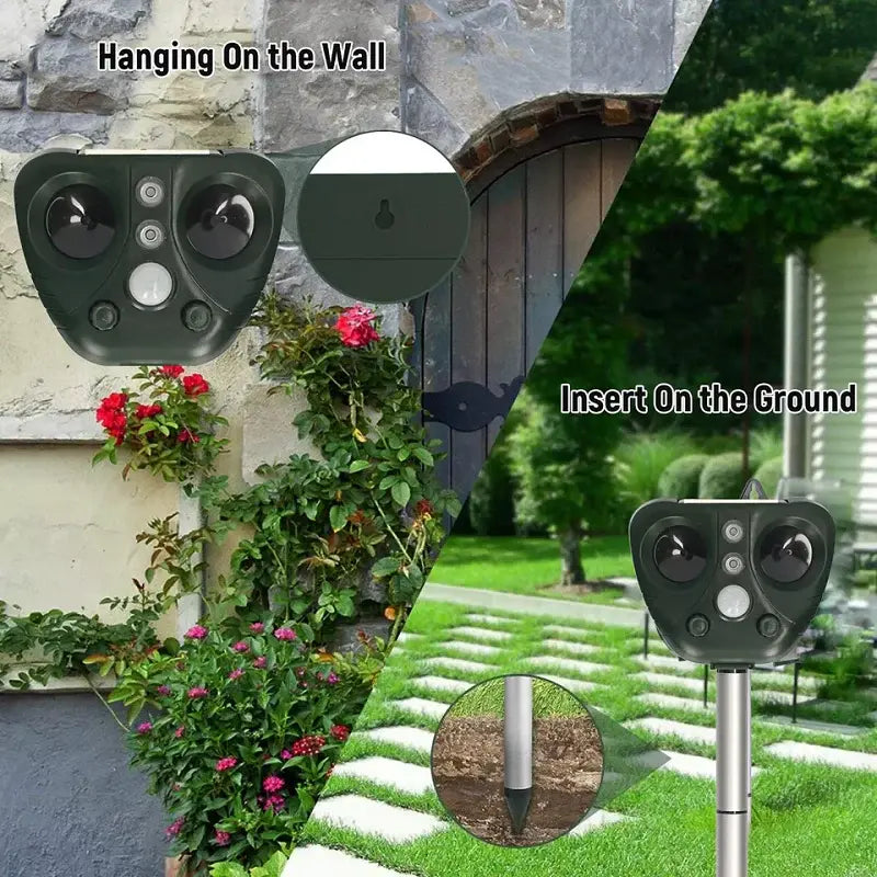 Solar Bird Deterrent with Ultrasonic Pulses and LED Flashes, USB Rechargeable, 30ft Range Zanny Home