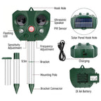 Solar Bird Deterrent with Ultrasonic Pulses and LED Flashes, USB Rechargeable, 30ft Range Zanny Home
