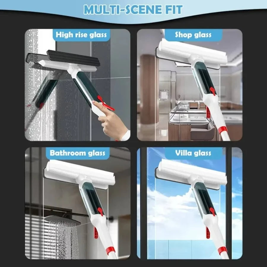 Telescopic Window Cleaning Tool with Spray and Microfiber Scrub, 51 Inch Pole Zanny Home