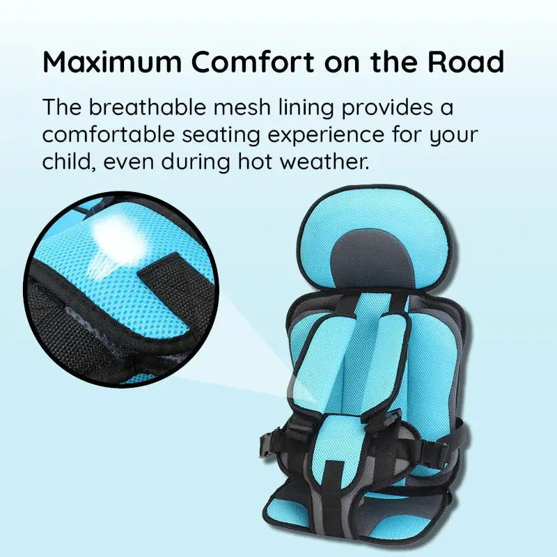 Child Car Seat Cushion with Breathable Mesh and Five-Point Harness, Washable Cover Zanny Home